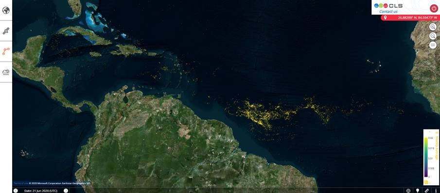 Sargassum detection map