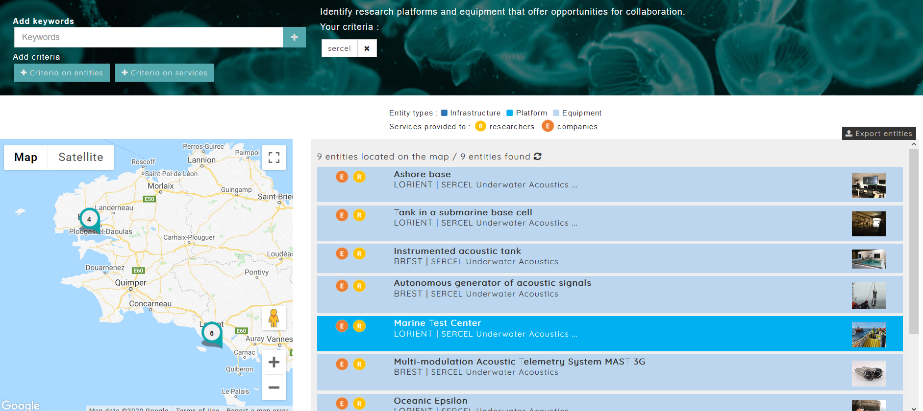 Marine research infrastructures and facilities portal