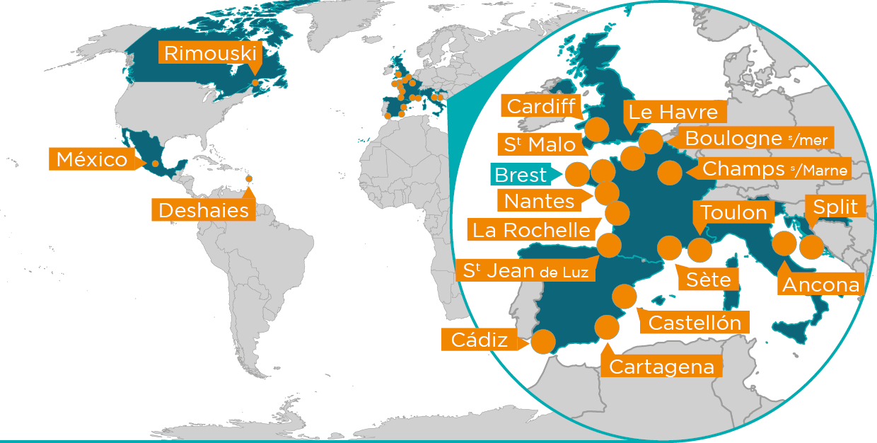 Carte des villes organisant Ocean Hackathon® en 2020