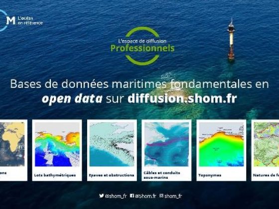 Maritime data (Bathymetry, sedimenthology, ...) are now available for free (open data creative commons licence). 