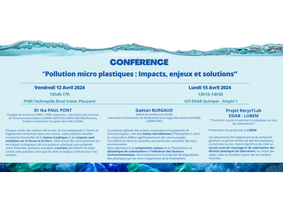 CONFÉRENCE // POLLUTION MICRO PLASTIQUES : Impacts, enjeux et solutions