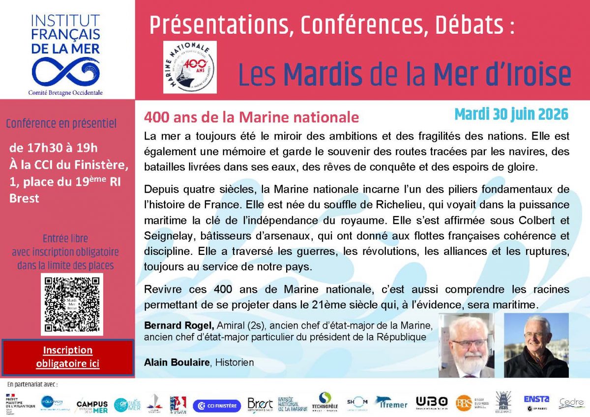 Les Mardis de la Mer d'Iroise : 400 ans de la Marine nationale