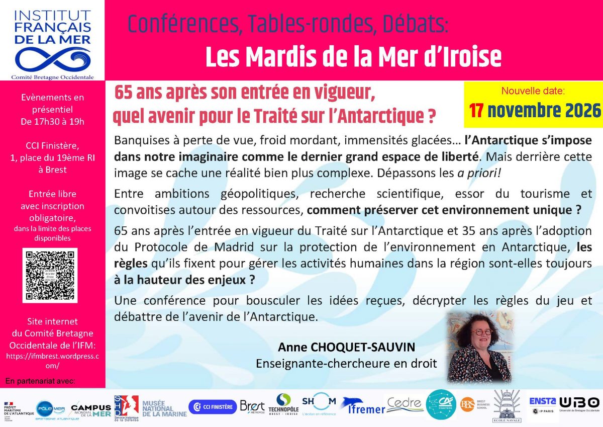 Les Mardis de la Mer d’Iroise | 65 ans après son entrée en vigueur, quel avenir pour le Traité sur l’Antarctique ?